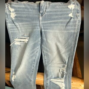 American Eagle Outfitters Light Blue Distressed Skinny Jeans